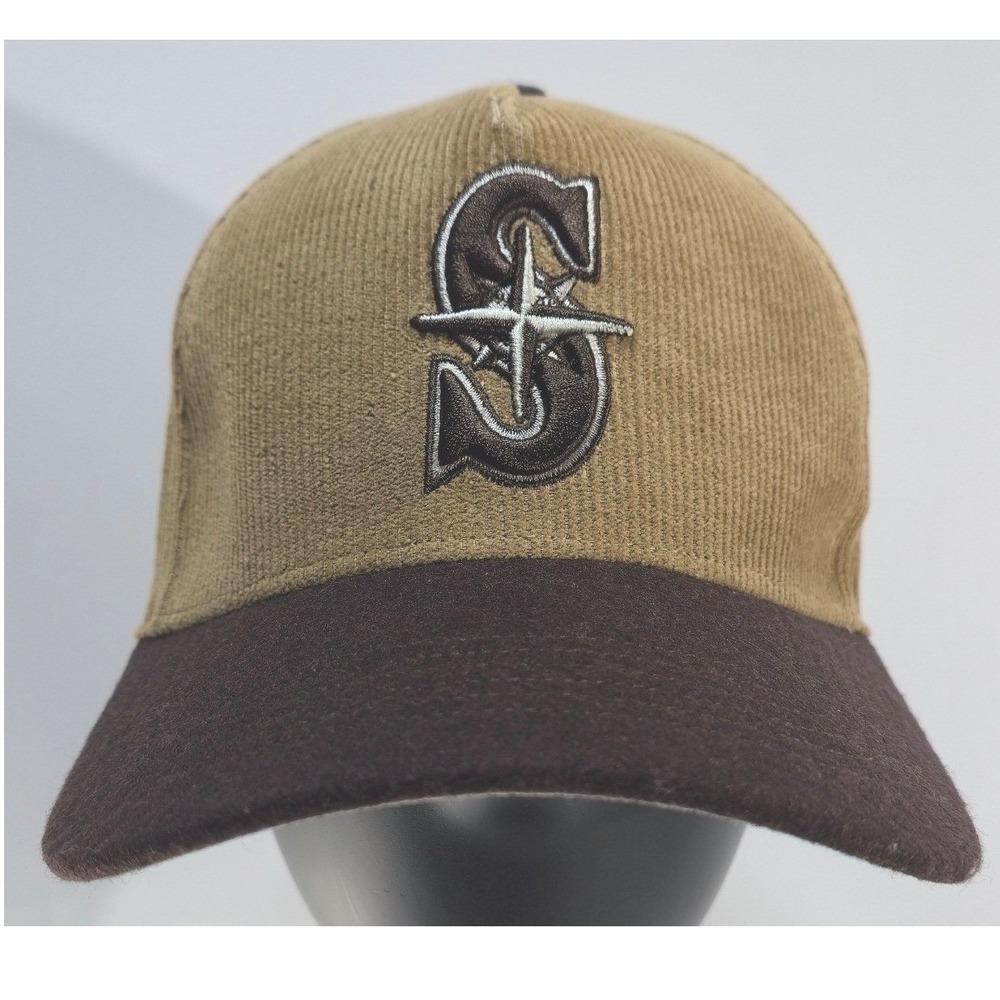 '47 Brand Seattle Mariners Hat Mens Tan Corduroy Brown Wool Snapback MLB Cap